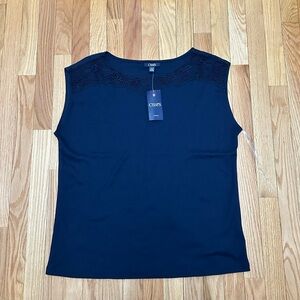 Chaps Women's Dark Blue Lace Accent Tee